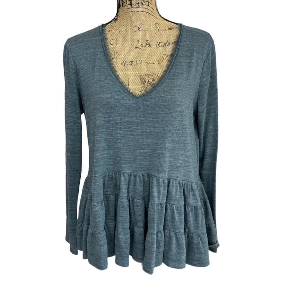 Anthropologie-deletta-ruffled BOHO Green Chic Blouse - Picture 2 of 12